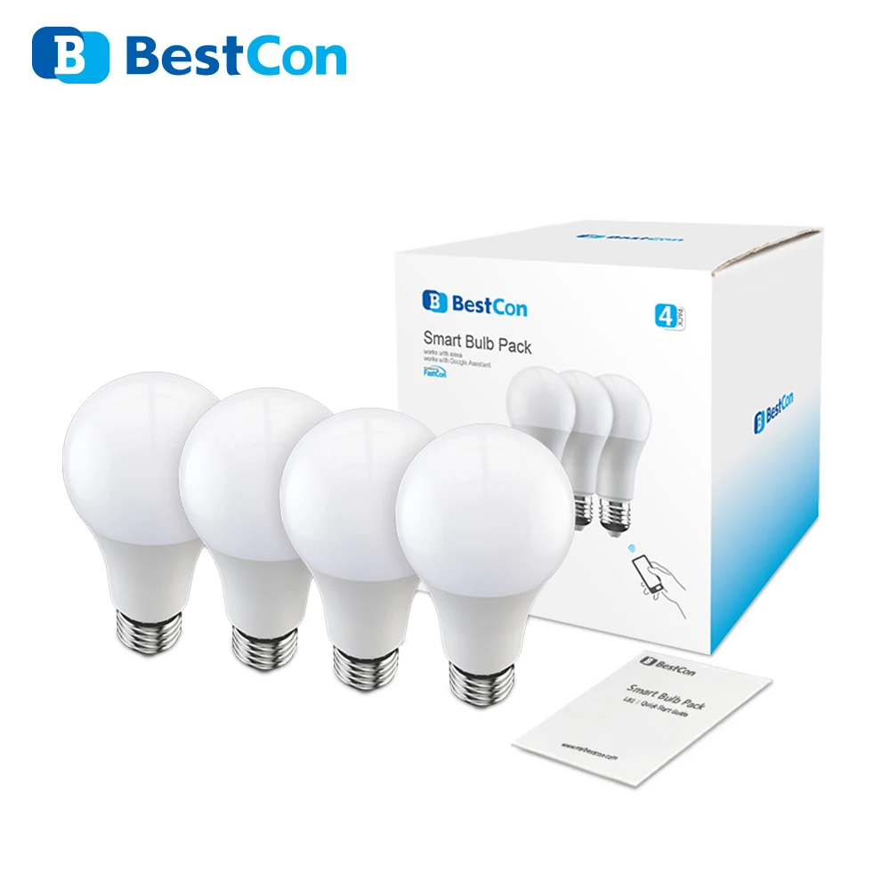 4-Pack BroadLink Smart Light BestCon LB1 Dimmer LED Bulb Light Voice Control with Google Home & Alexa