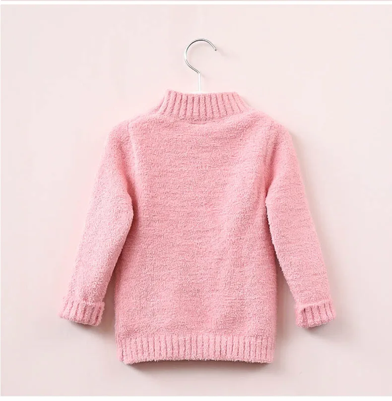 2-9Years Baby Girls Knitted Sweate Winter And Autumn Long Sleeve Warm High Collar Cute Heart Kids Sweater Top Girl Clothes