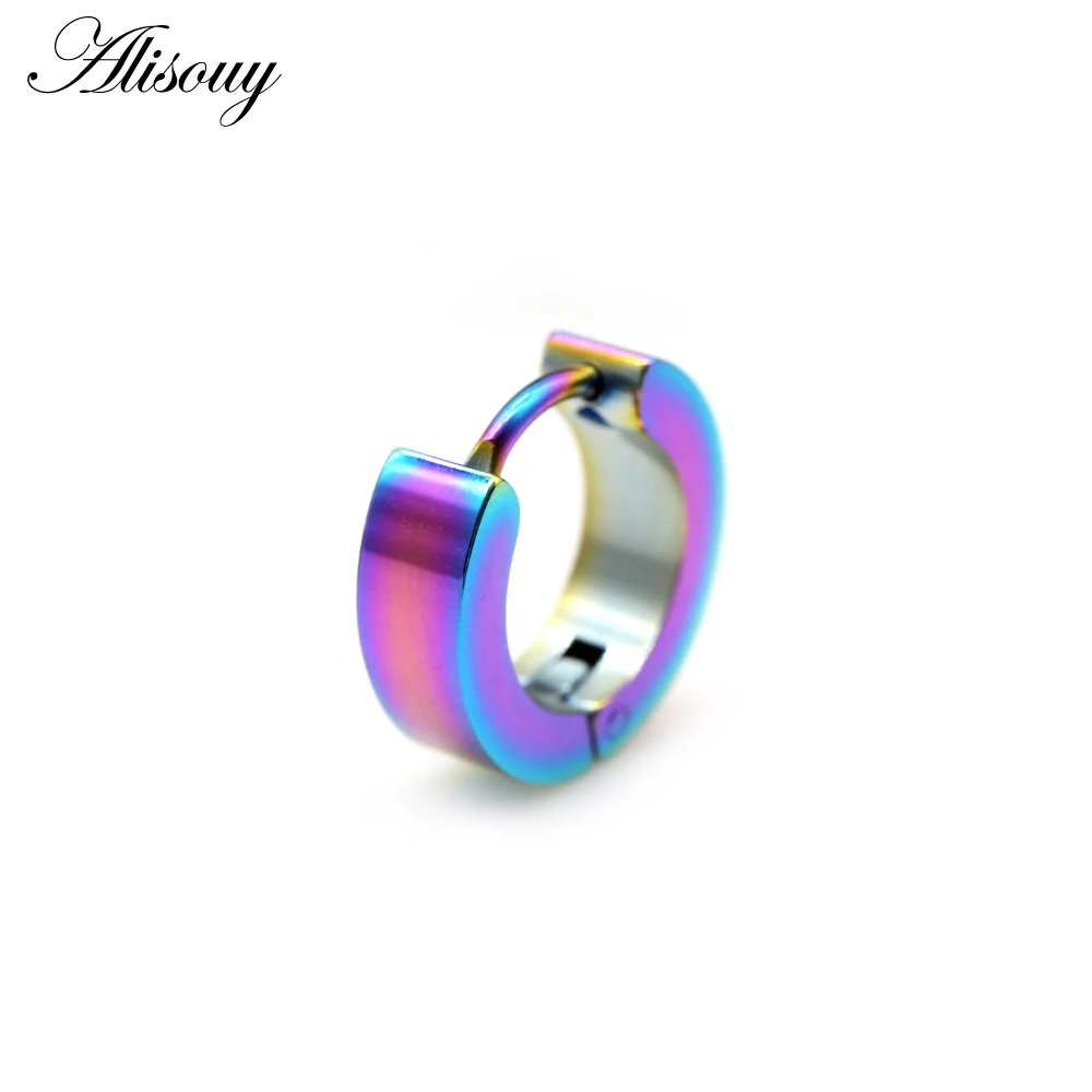 Alisouy 2 pieces  Anti-allergic steel earring punk rock Stud Earrings Men Fashion Jewelry women small circle round stud earrings