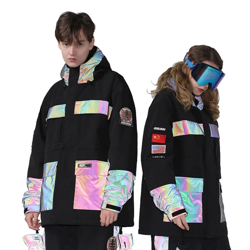 

Waterproof Luminous Snow Suit for Men and Women, Snowboarding Clothing, Skiing Costumes, Winter Jackets, Colorful, 15K