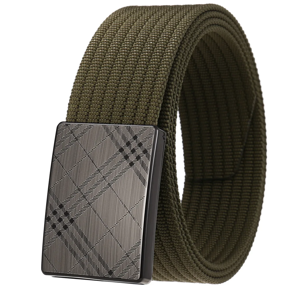 

Men and Women belt Fashion Male Nylon Belt Outdoor Metal Automatic Buckle Canvas Belts Casual Pants Waist Belts LY138-24968-2