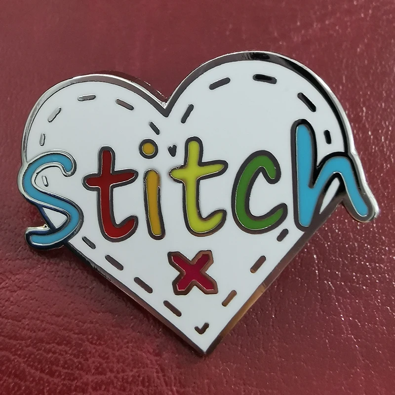 Stitch Sewing Brooch Hour Glass Badge Sew Machine Enamel Pin Heart shape Jewelry Jean Shirts Suit Scarf Decor