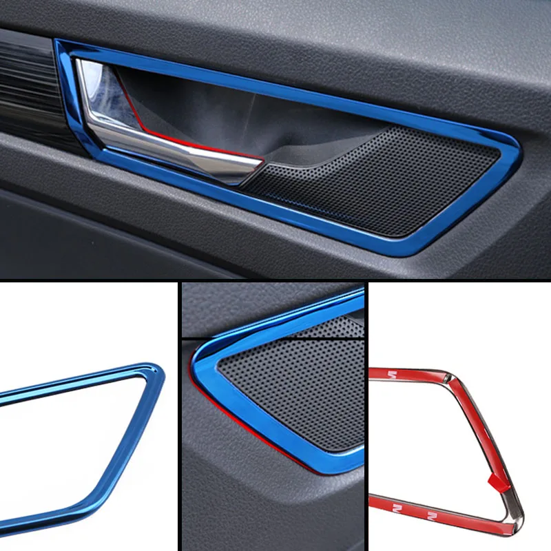 4PCS Auto Inner Door Bowl Frame Decorate Sequins Trim Stickers For Skoda Karoq Kodiaq 2017-2021 Interior Styling Car Accessories