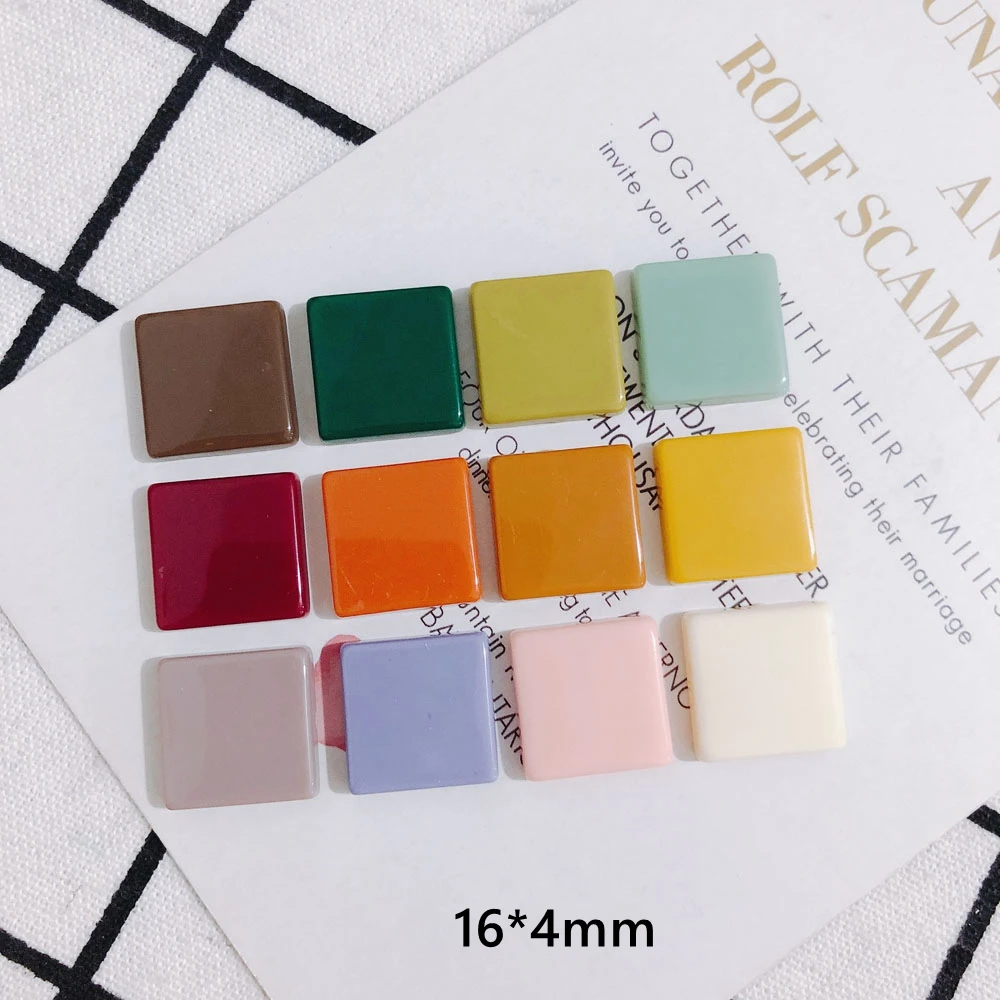 16mm square color acrylic sheet DIY handmade hairpin jewelry earring earrings accessories material 10pcs