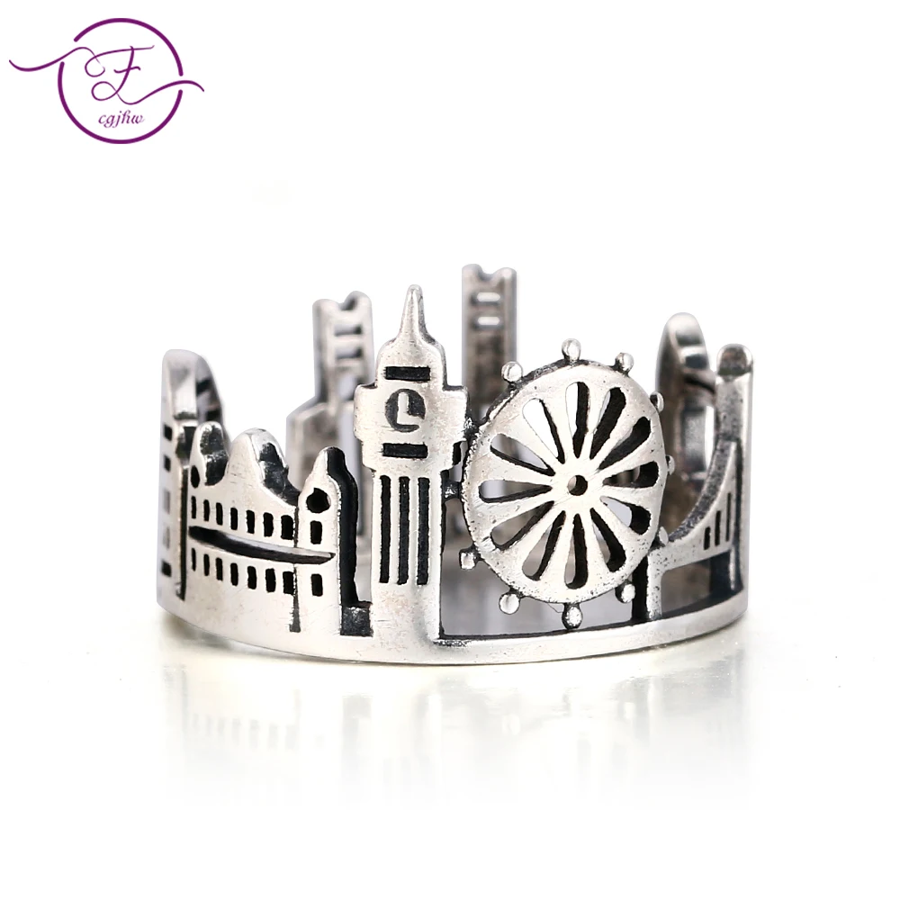 FCGJHW High Quality 925 Sterling Silver London City Ring British Building Ring Ladies Cocktail Wedding Jewelry Gift Wholesale