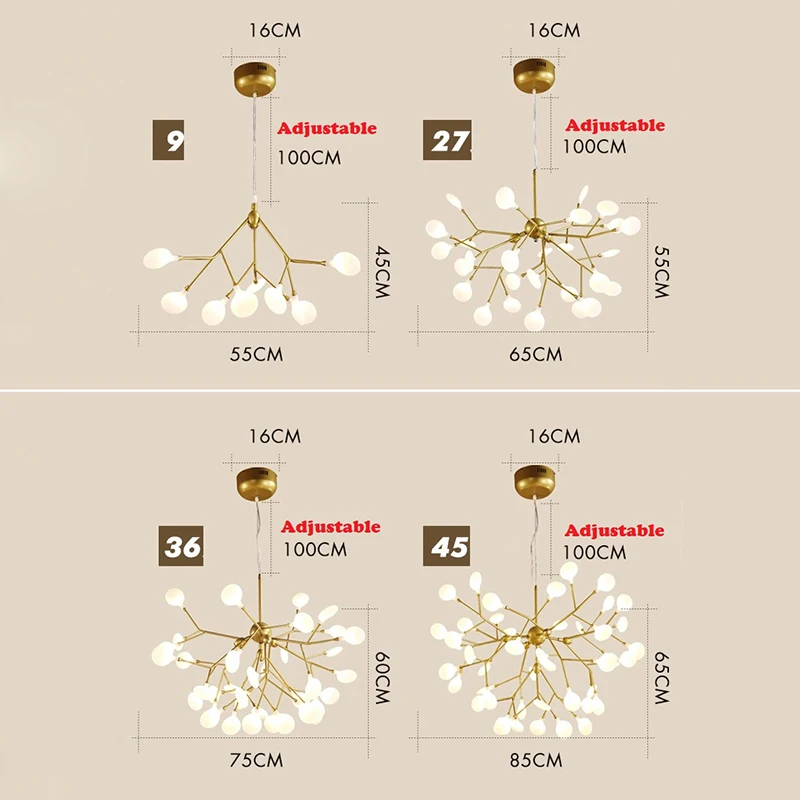 Imagem -06 - Nordic Moderno Lustre Firefly Led Lustres de Teto Folhas Árvore Lustre Quarto Iluminação da Lâmpada Casa Deco Ligths Luminária