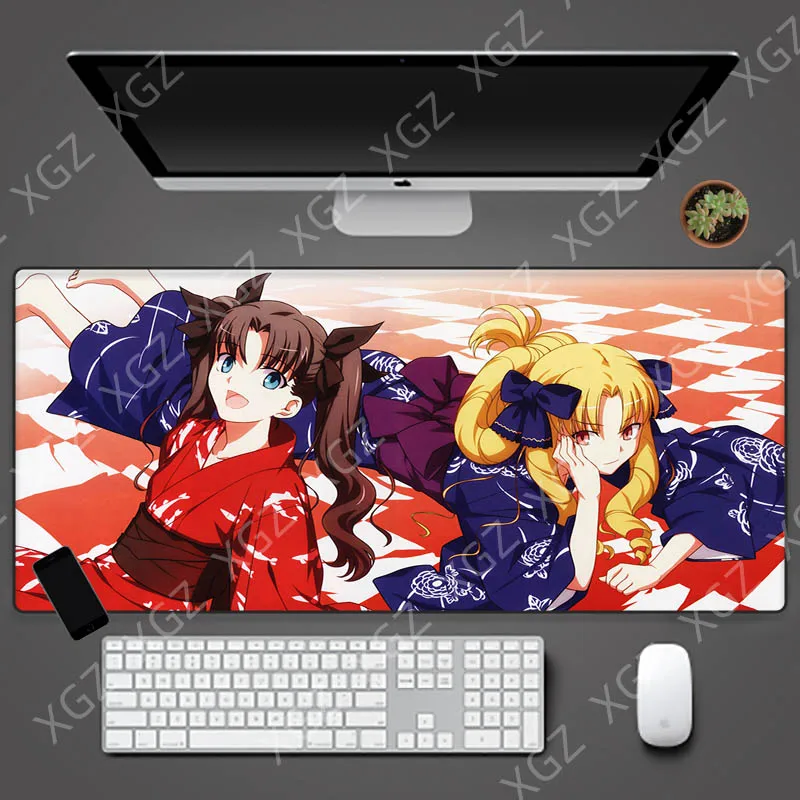 XGZ High Quality Big Mouse Pad Black Precision Seam Japanese Anime Two Cute Girls Computer Desk Mat Speed Rubber Non-slip XXL