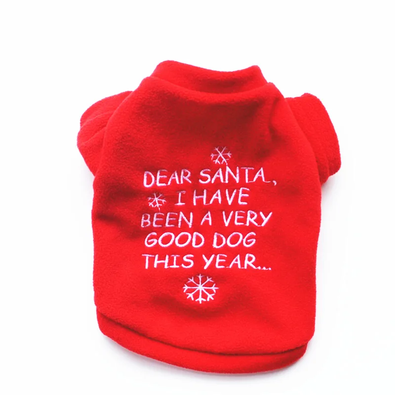 Christmas Small Dog Clothes Embroidery Dog Jacket Coat Chihuahua Dog Winter Clothes Soft Warm Puppy Shirt For Pug Poodle XS-L