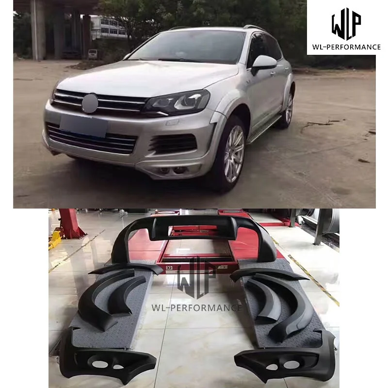 Vw High Qualtiy Pu Materials Car Body Kit Rear Diffuser Spoiler Car Wheel Eyebrows for Volkswagen Touareg Je Style 2011-2013