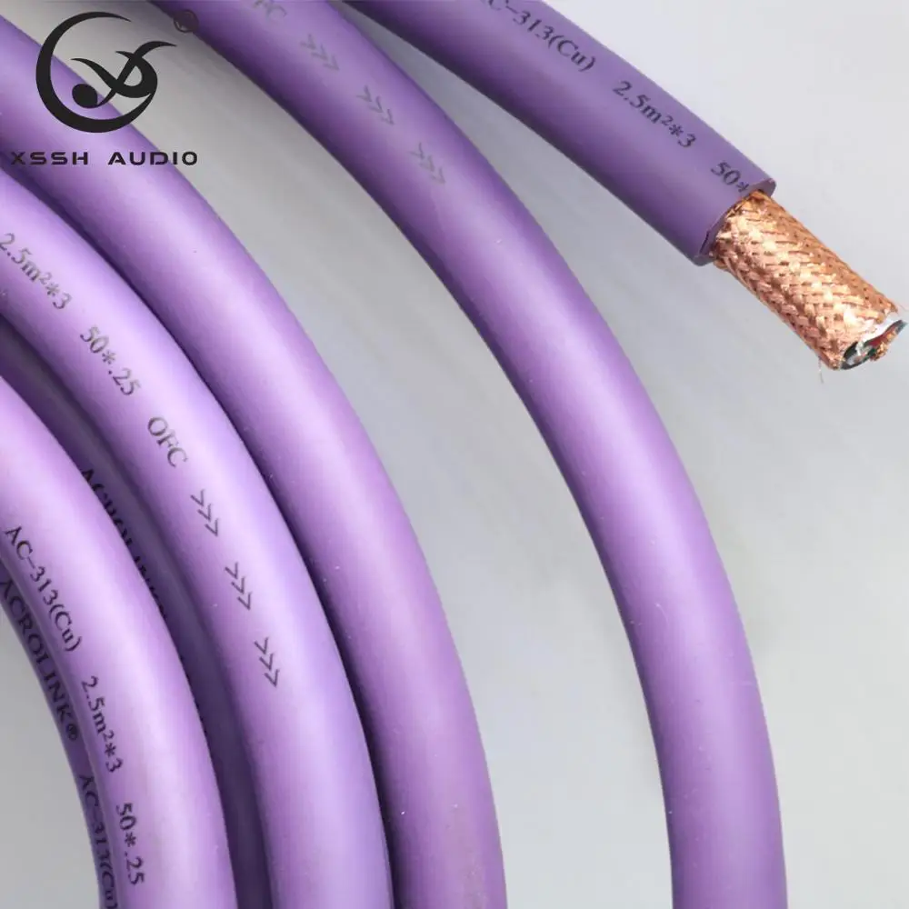 Línea de Cable de altavoz XSSH OEM, reproductor de hi-fi CD, amplificador de Audio y vídeo de 13mm, 3x2,5 ㎡ OFC, Cables de alimentación de extensión de cobre puro