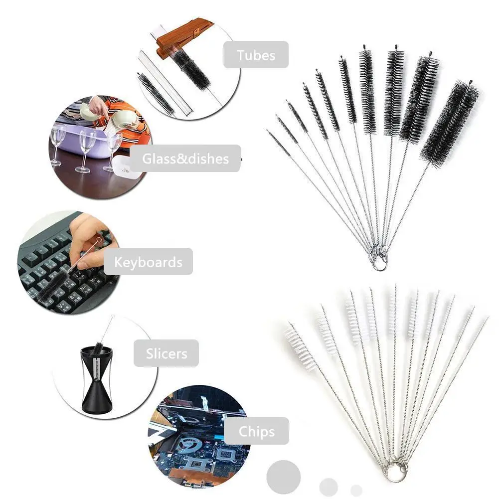 10PCS Household Bottle Brushes Pipe Bong Cleaner Glass Tube Fish Tank Pipe Brush Bottle  Soft Hair Cleaning Brush Tools