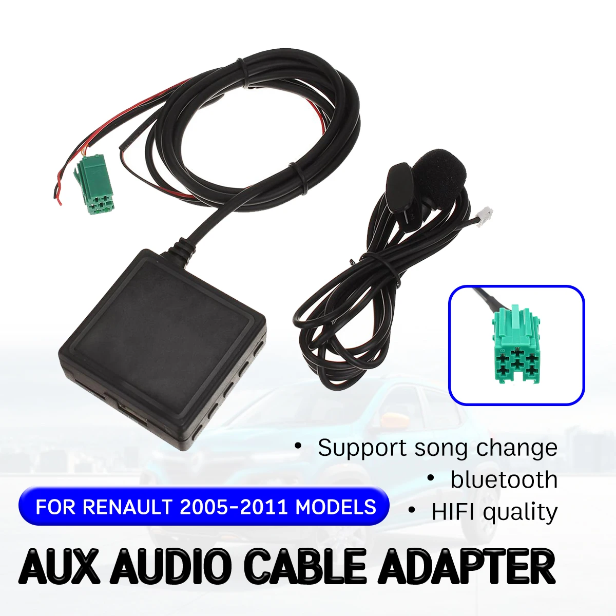 

bluetooth Aux Receiver Cable for Renault Clio,Kangoo,Megane 2005-2011 with USB,microphone Hands-free Aux Adapter