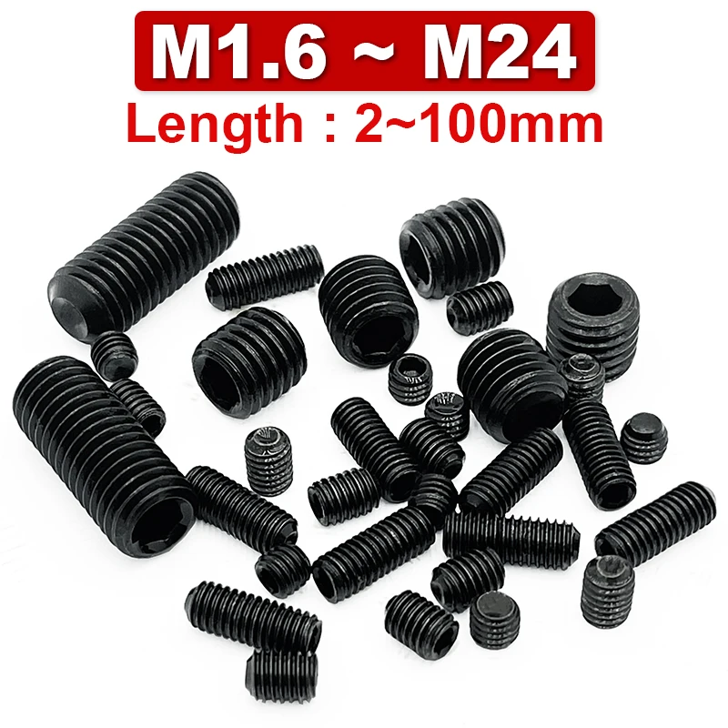 

Black 12.9 Carbon Steel Set Screw Concave End Machine/inner Hexagon/kimmi Jimi Top Wire Screw/headless Screw M1.6 M2 M2.5 M3~M24