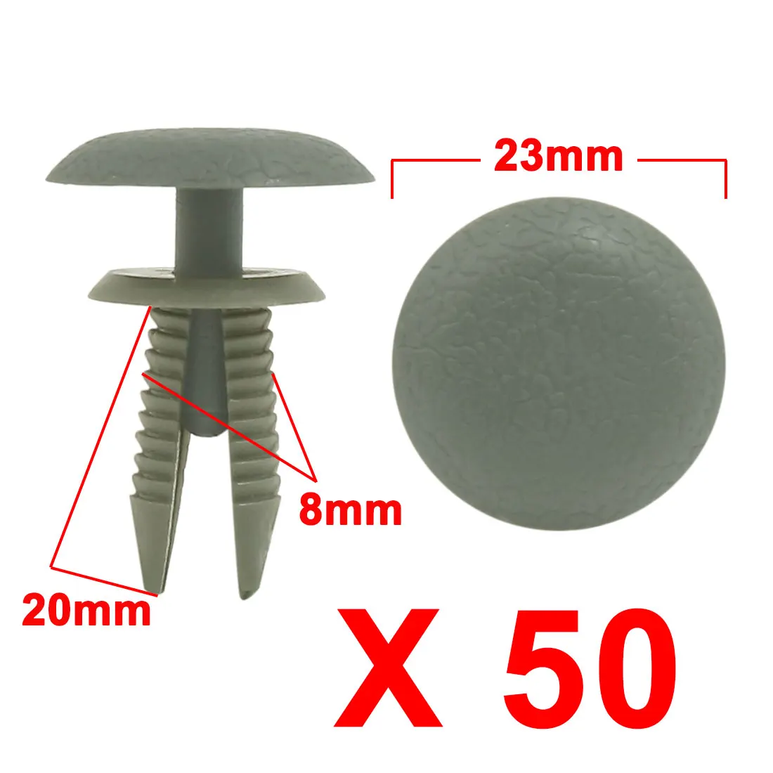 Uxcell 50 100pcs Gray Door Trim Fender 8mm Hole Plastic Push in Rivets Retainer Fastener for Car Bumper Fender