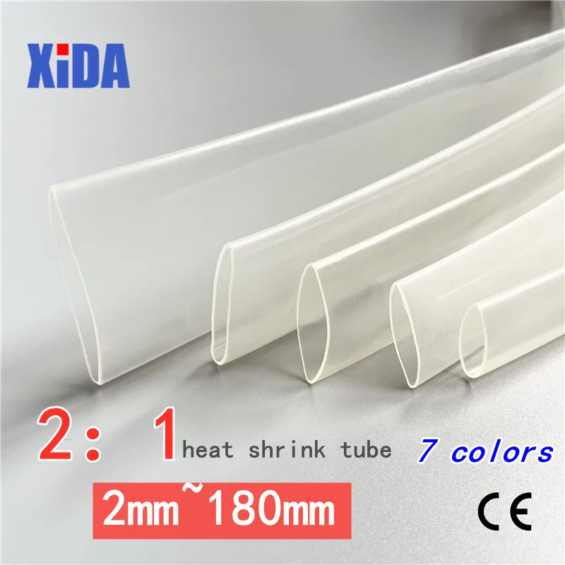 1 Meter Heat Shrink Tube Transparent Clear Black Heat Shrinkable Tubing Wrap Wire Kits 2:1 Wrap Wire Sell Connector Cable Sleeve