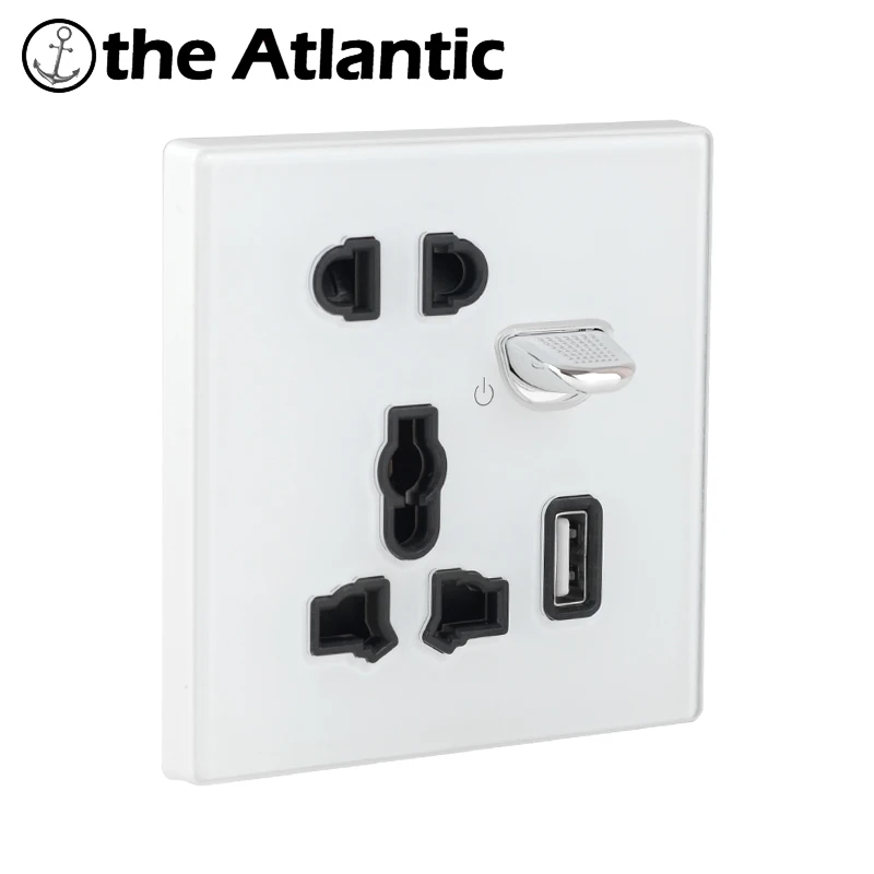 UK EU Universal Multistandard Socket Power Sockets With USB Charger Wall Outlet White Glass Panel With LED 13A Socket