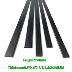 4PC Carbon Fiber Strip Sheet Thickness 0.5mm 0.6mm 0.8mm 1mm 1.5mm 2mm 3mm 6mm for RC Quadcopter Multicopter Length 250mm