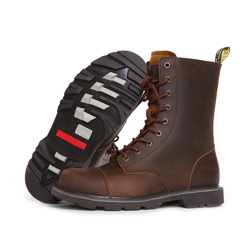 Botas tácticas de combate impermeables – Cuero para moto y senderismo - imagen 3