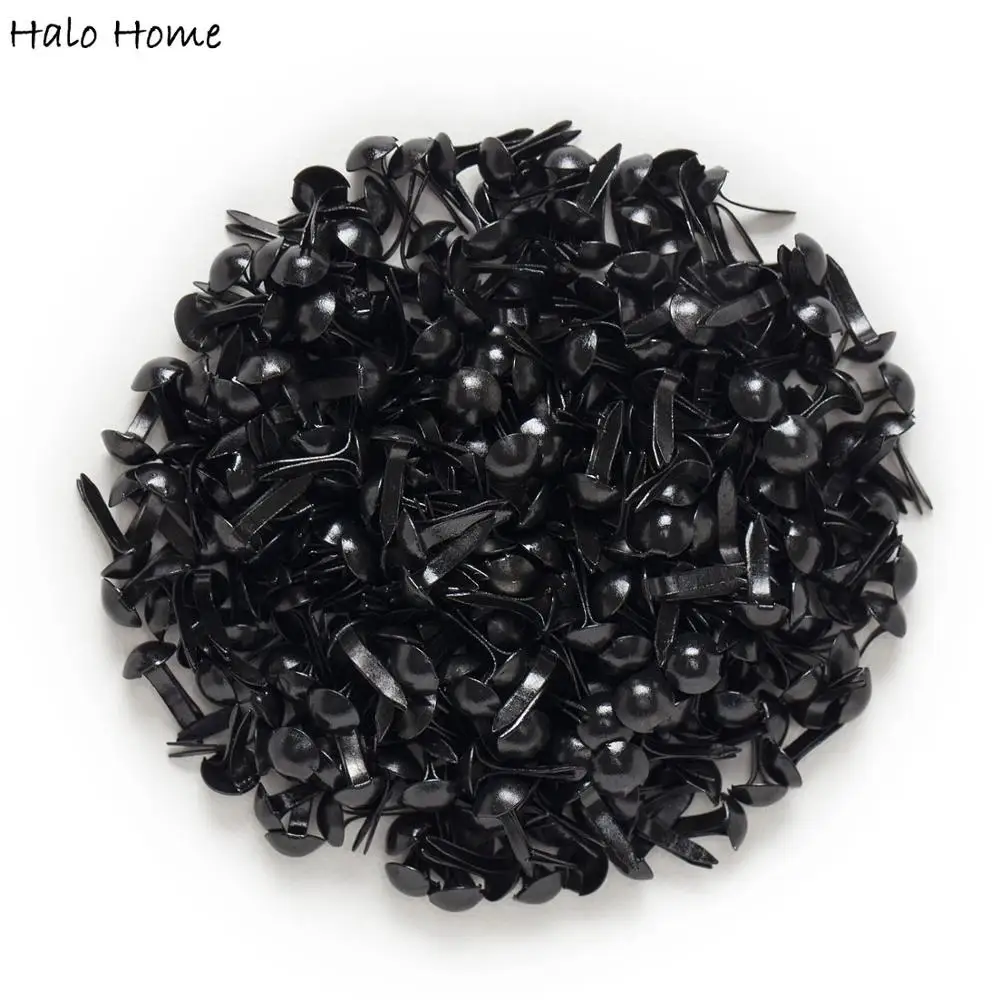 500 Pcs Black Round Brads Scrapbooking Embellishment Card Making DIY Home Decor Tools 9x5mm(3/8\