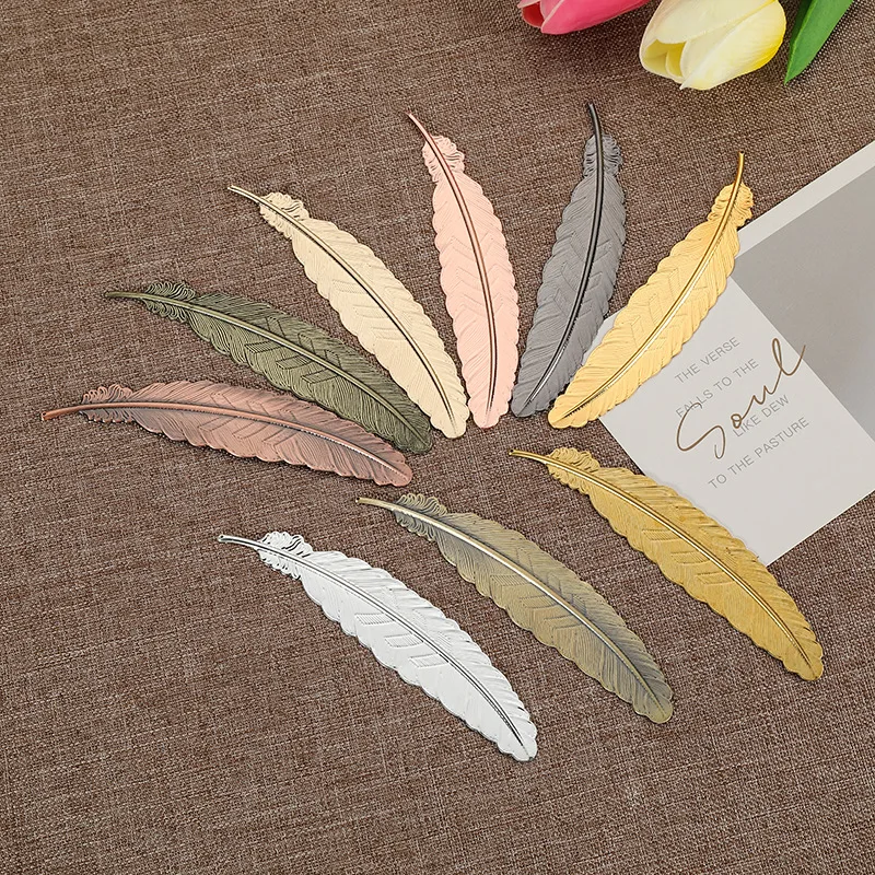 1 Pcs Creative Metal Feather Bookmark Rose Gold Chinese Style Retro Craft Student Stationery Teacher Gift