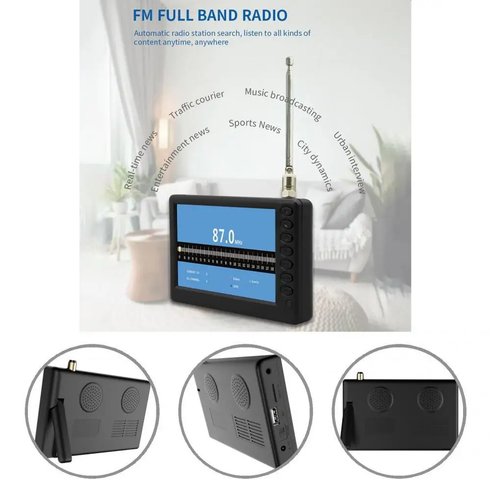 Long standby Time Rechargeable 5 Inch HD-compatible Portable Analog TV for Car