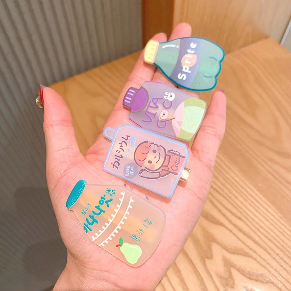 Cartoon Resin Bottle Fruits Hairpin Girls Milk Tea Drink Bottle Hair Clip Children Creative Barrettes Hair Accessories