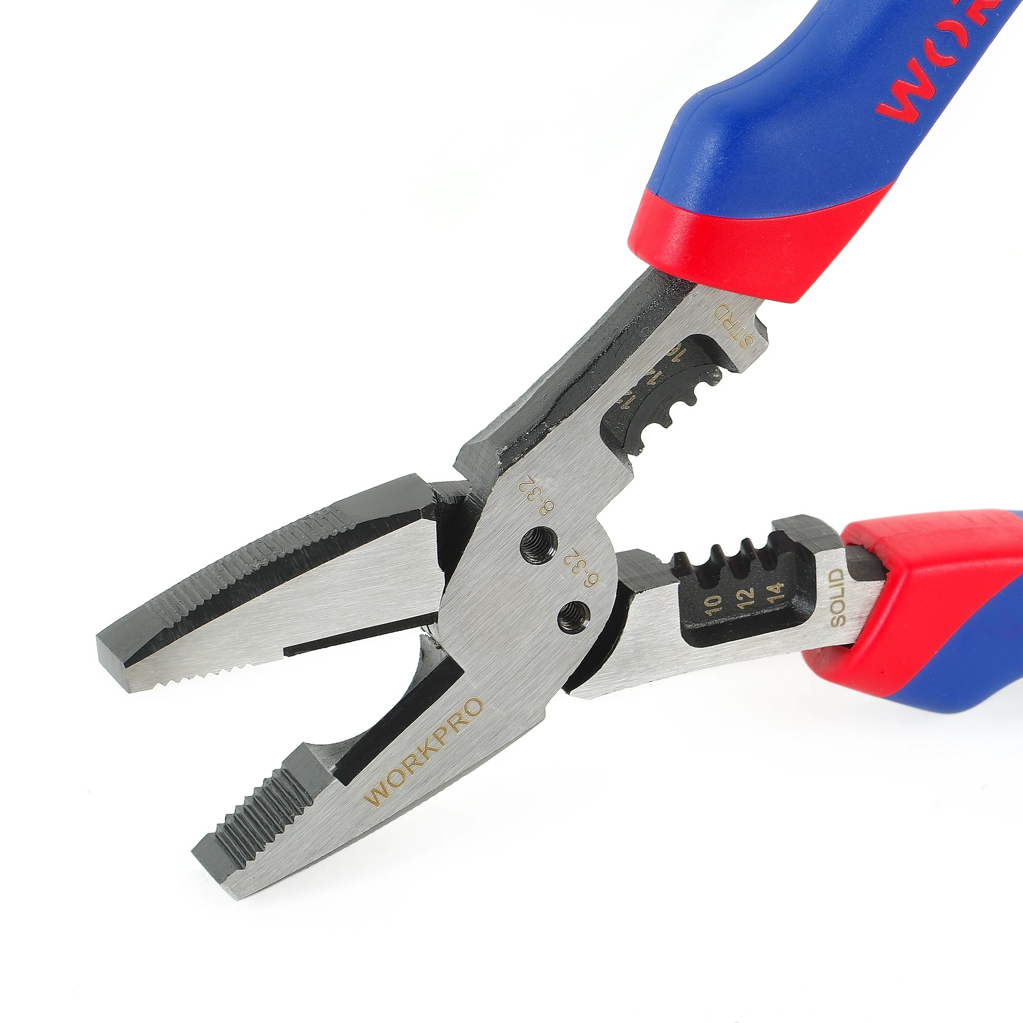 WORKPRO-Alicates eléctricos de punta plana, alicates múltiples con mango de pistola Offset, alicates de combinación, herramienta para cortar cables, 8 ''/205mm