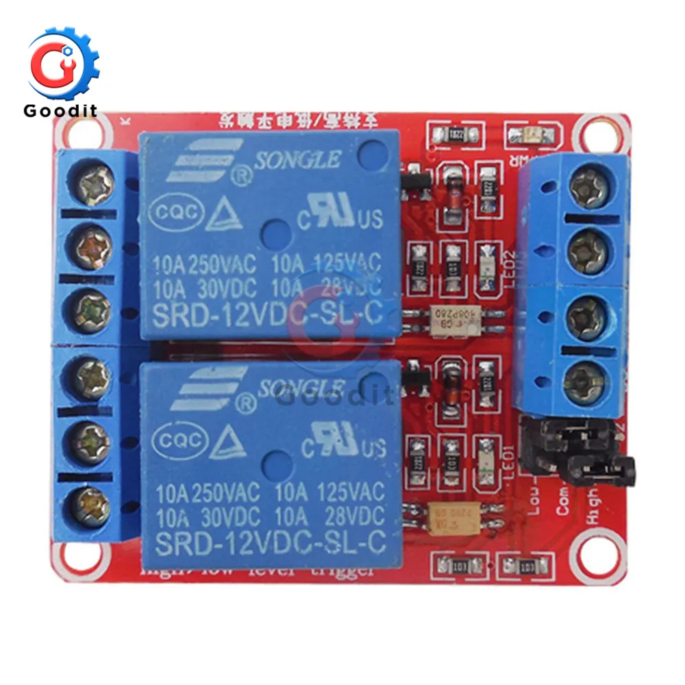 2 Channel Relay Module DC 5V 9V 12V 24V High and Low Level Trigger Relay Control With Optocoupler Two Way Relay Shield Board