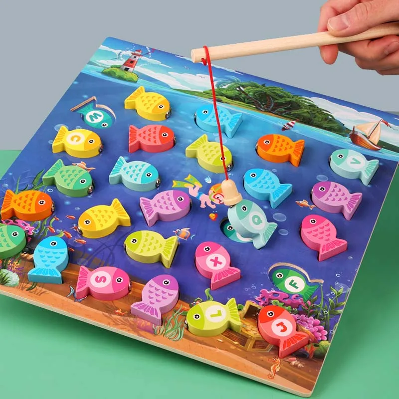 Hout 3d Puzzel Magnetische Vissen Speelgoed Kinderen Educatief Vissen Hout Leuk Spel Speelgoed Voor Kinderen Baby Kids Geschenken Magneet Vissen