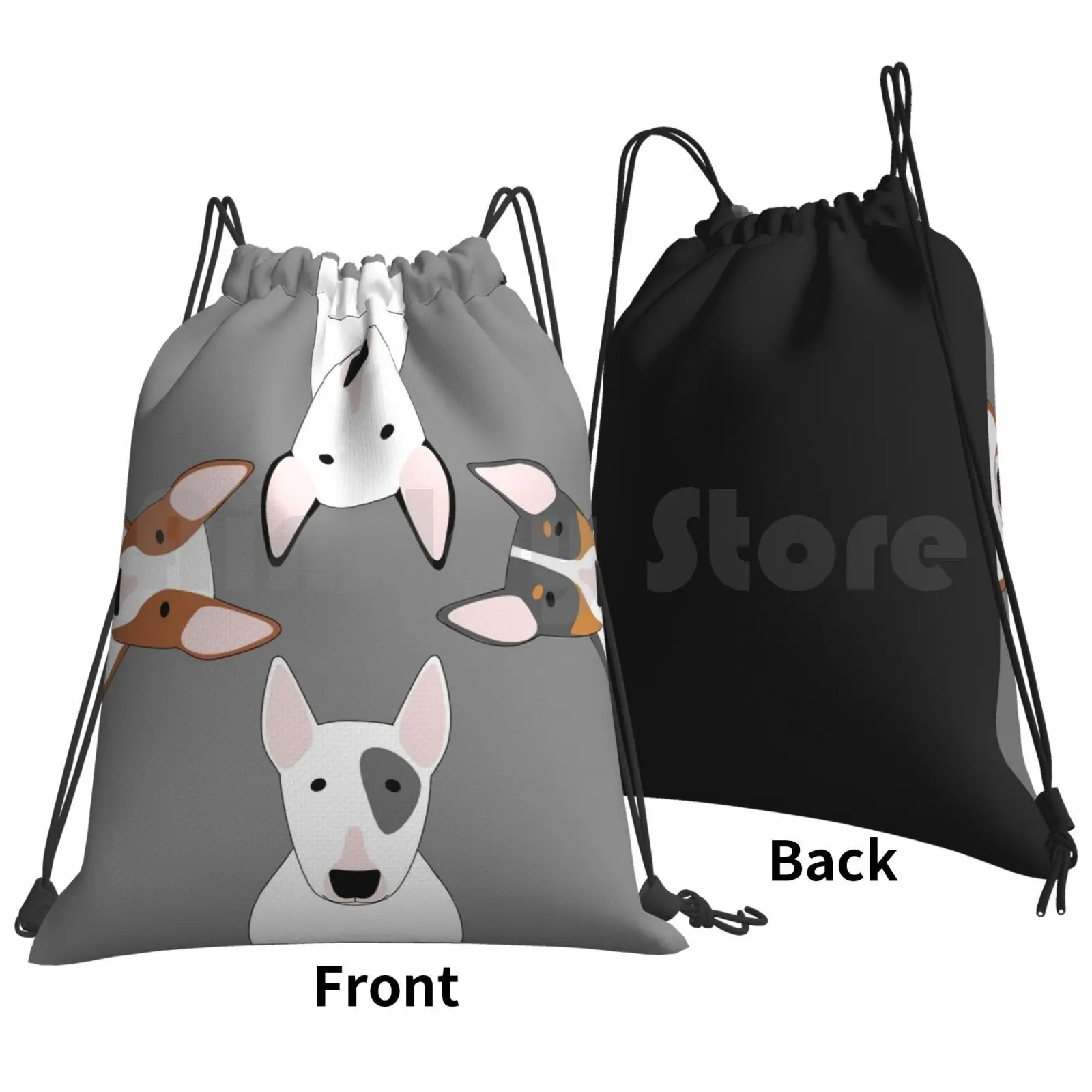 Bull Terrier Squad Backpack Drawstring Bags Gym Bag Waterproof Dog Dogs Animal Pet Pets Bully Bull Terrier Funny Bull