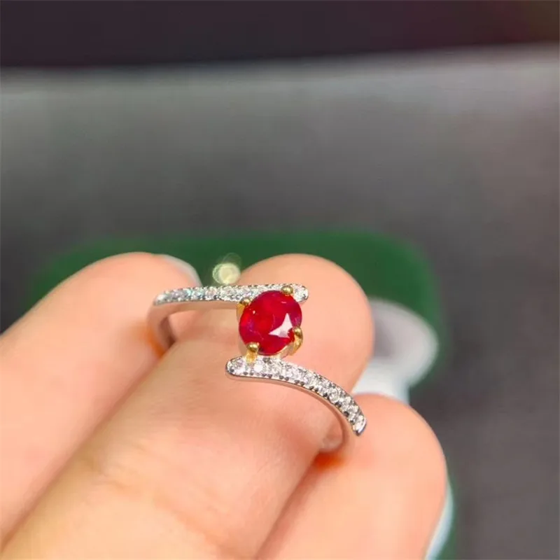 Real 925 silver gemstone ring for engagement natural ruby silver ring solid silver ruby ring romantic gift for girl