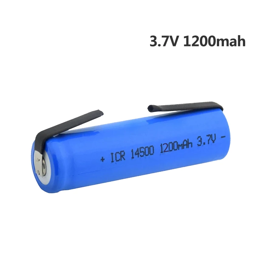 充電式リチウム電池14500,aa 1200,3.7 mah,14500 v,歯ブラシシェーバー用,ニッケル溶接付きバリカンセル,新品