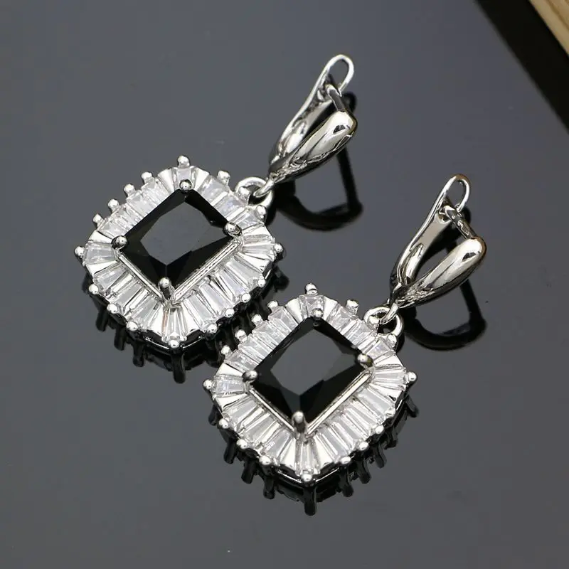 Squar Stone Charm Earring Black Cubic Zirconia Earrings Accessories For Women Dropshipping Fashion Jewelry