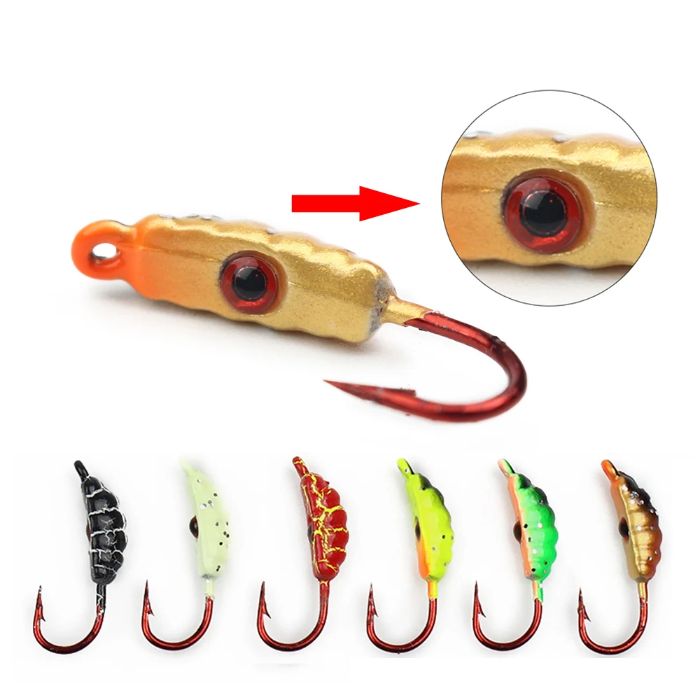 DNDYUJU (4Pcs/lot 23mm/1.5g) Maggot Ice Fishing Lure Worm The New Metal Bait Ice Jig Mini Lead Winter Fishing Hook