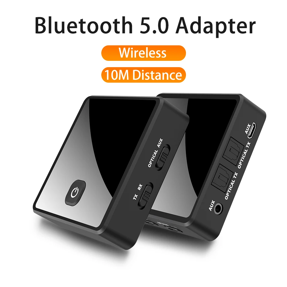 블루투스 5.0 송신기 수신기 무선 어댑터, 저지연 3.5mm AUX RCA 광학 오디오 어댑터, PC TV 자동차 스피커용, 2 in 1