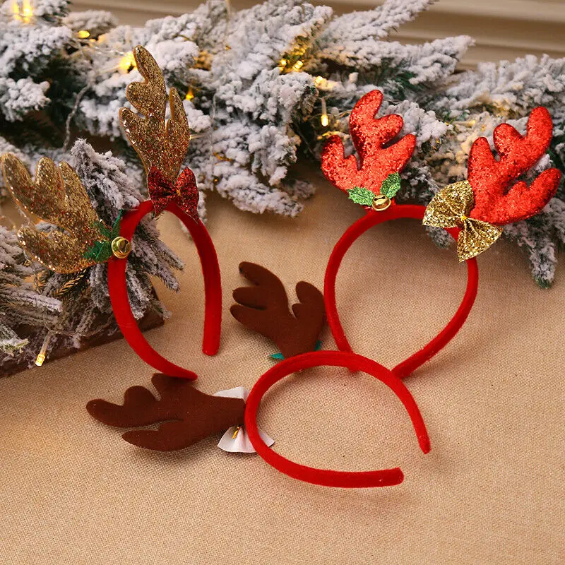 Happy Christmas Headbands Fancy Reindeer Antlers Hairband Xmas Kids Festive Party Decor Best Gift Wholesale