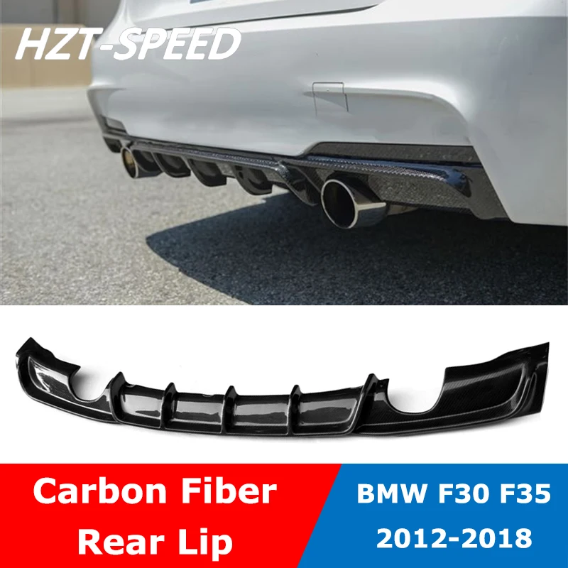 F30 F35 Carbon Fiber Single Out Double Side Rear Bumper Lip Difuser For BMW 3 Series Sport Model MT Car Body Kit 2012-2018