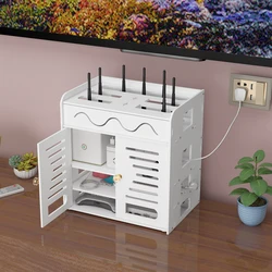 2 Function Wireless Wifi Router Storage Box Panel Shelf Wall Hanging / On Desk Top Plug Board Bracket Cable Storage Organizer