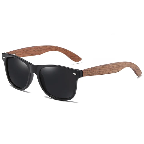 Imagen 2 del producto GM Gafas de sol retro de madera de nogal respetuosas con el medio ambiente UV400 Gafas de sol polarizadas de bambú Moda para hombres Lente antiazul de moda 7061h