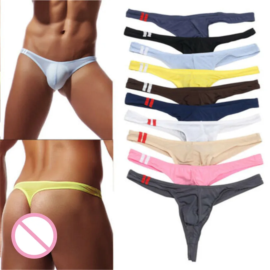 Men\'s Bikini G-strings Lingerie Underwear Smooth Briefs Tangas Thongs Underpants Men Low Waist Panties