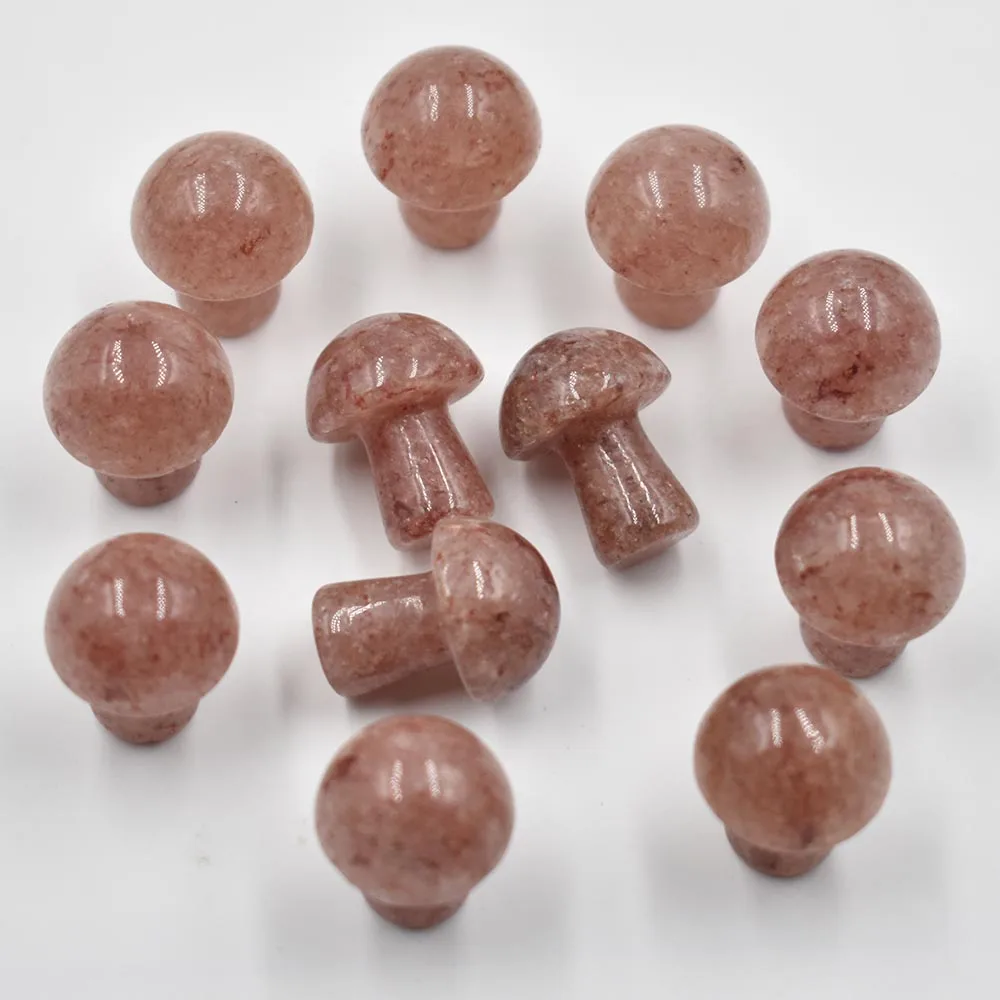 2021 Neue Mode Natürliche Rosenquarz-Amethyste in Blatt- und Pilzform ohne Loch, Anhänger für Schmuckherstellung, 20 Stück/Lot, Großhandel – Detail 7