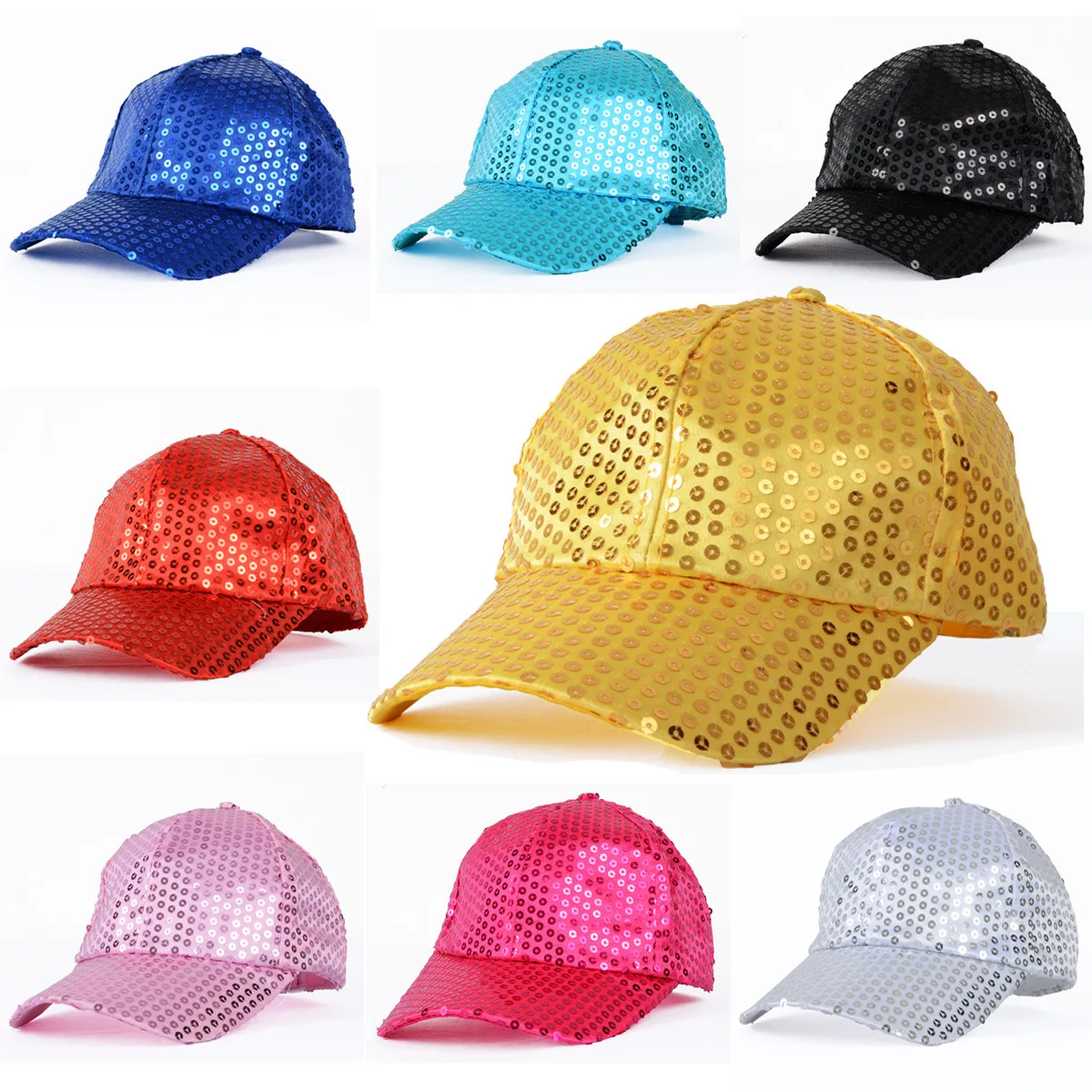 Mistdawn-Sombrero de béisbol con lentejuelas brillantes para hombre y mujer, gorra de fiesta de baile con purpurina y lentejuelas, disfraz de club,