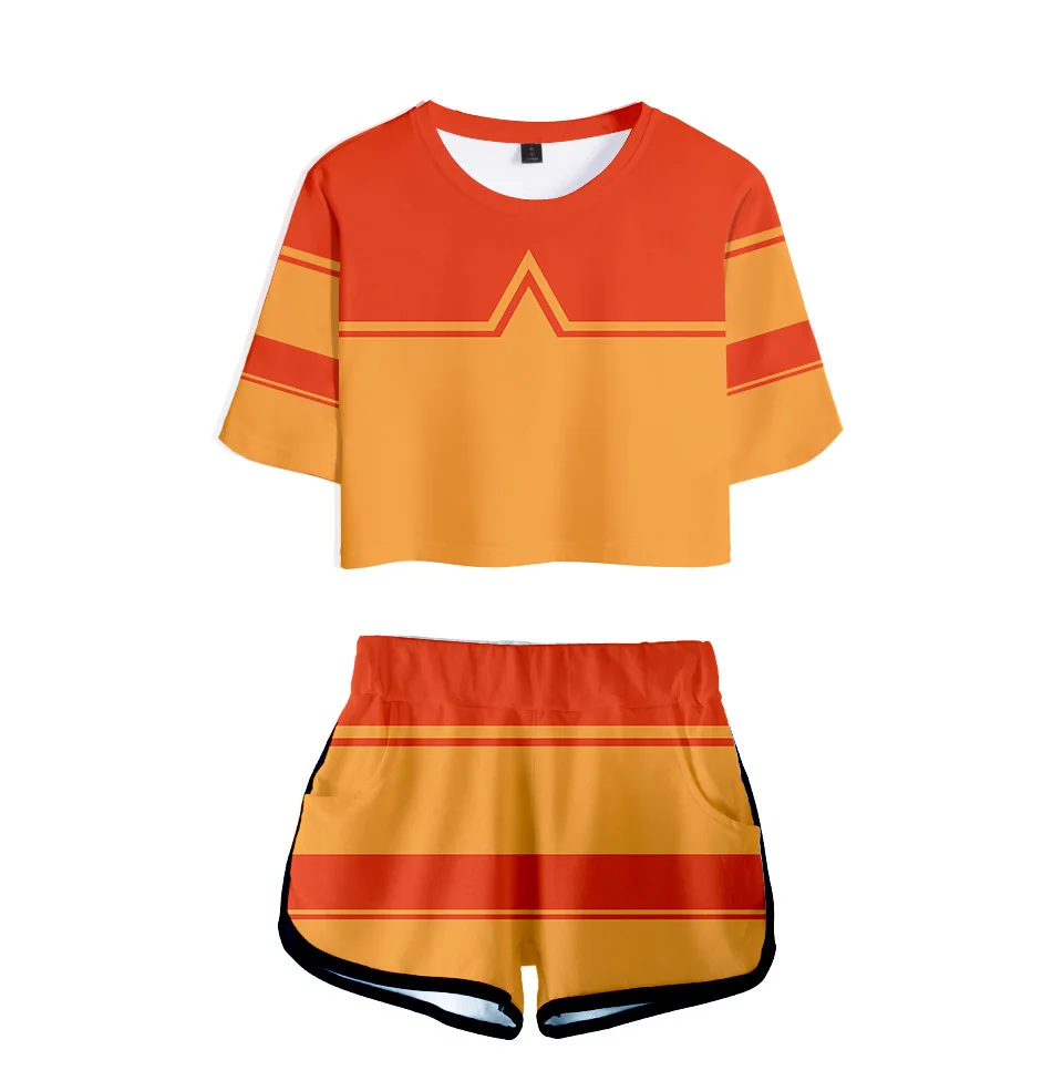 Anime Avatar: The Last Airbender Cosplay Costume Aang Katara Sokka Azula TophBeifong Iroh Women Two Piece Set Top and Shorts