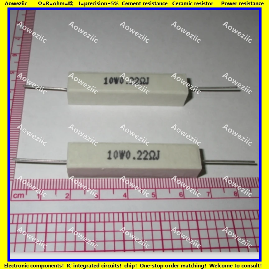 

10Pcs RX27 Horizontal cement resistor 10W 0.22 ohm 0.22 RJ 10WR22J 10W0R22J ohm Ceramic Resistance precision 5% Power resistance