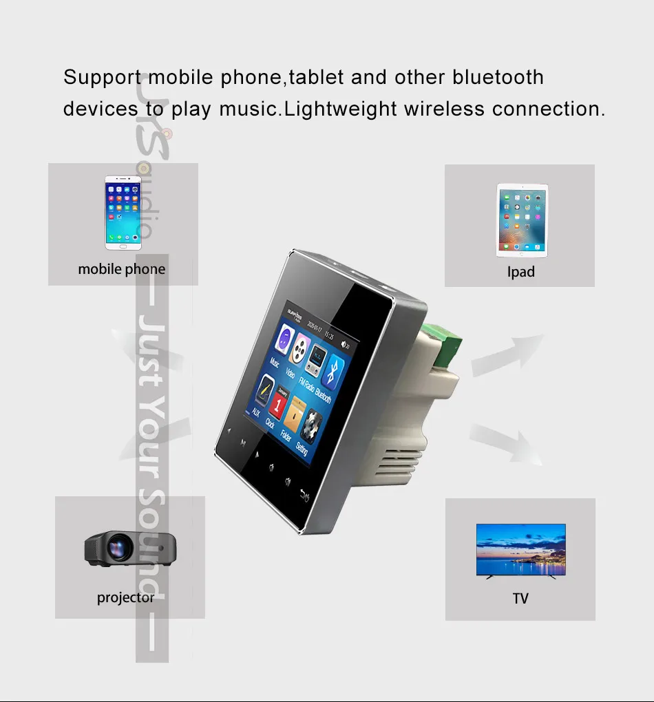 Hause Musik Player Bluetooth Wand Verstärker 2,8 Zoll Touch Key mit FM Radio USB TF Karte Schnelle Musik Wiedergabe funktion – Detail 9