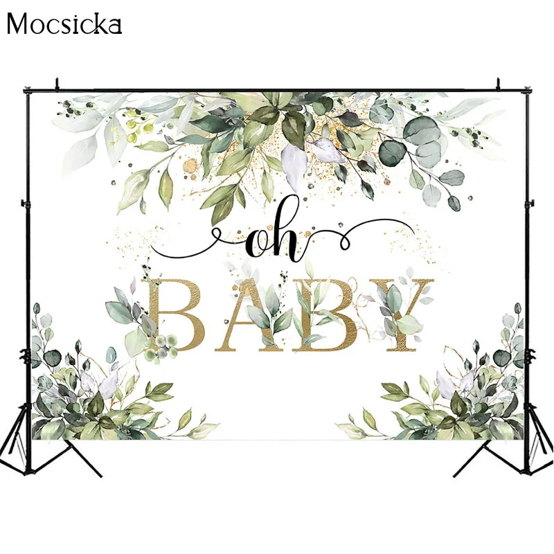 Toile de fond avec feuilles vertes pour décoration de Table, décor de fond pour fête prénatale, nouveau-né, premier anniversaire, Portrait, Studio Photo