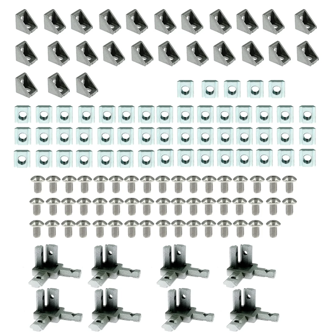 EU 2020 aluminum profile 3D printer builds 1720 Angle brackets M5 slide in T nuts  L type three-way connectors openbuilds CNC