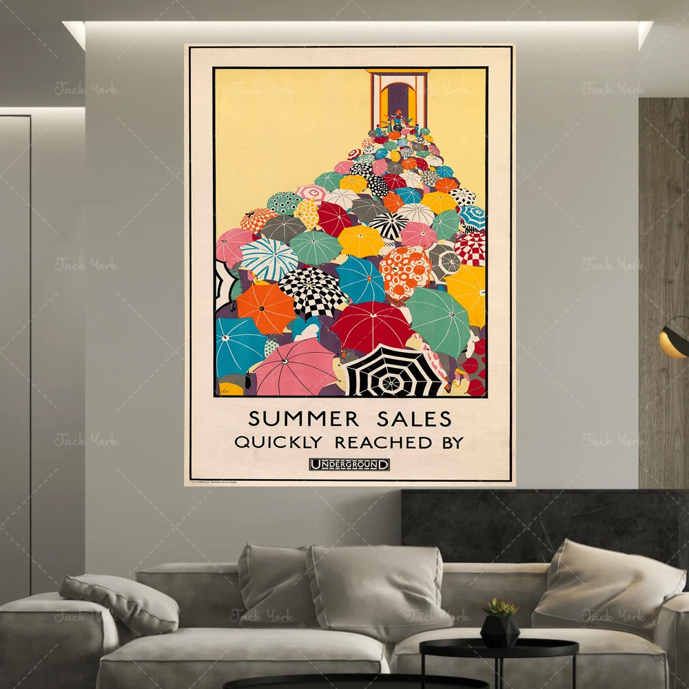 London subway advertising prints, vintage travel posters for wall decoration