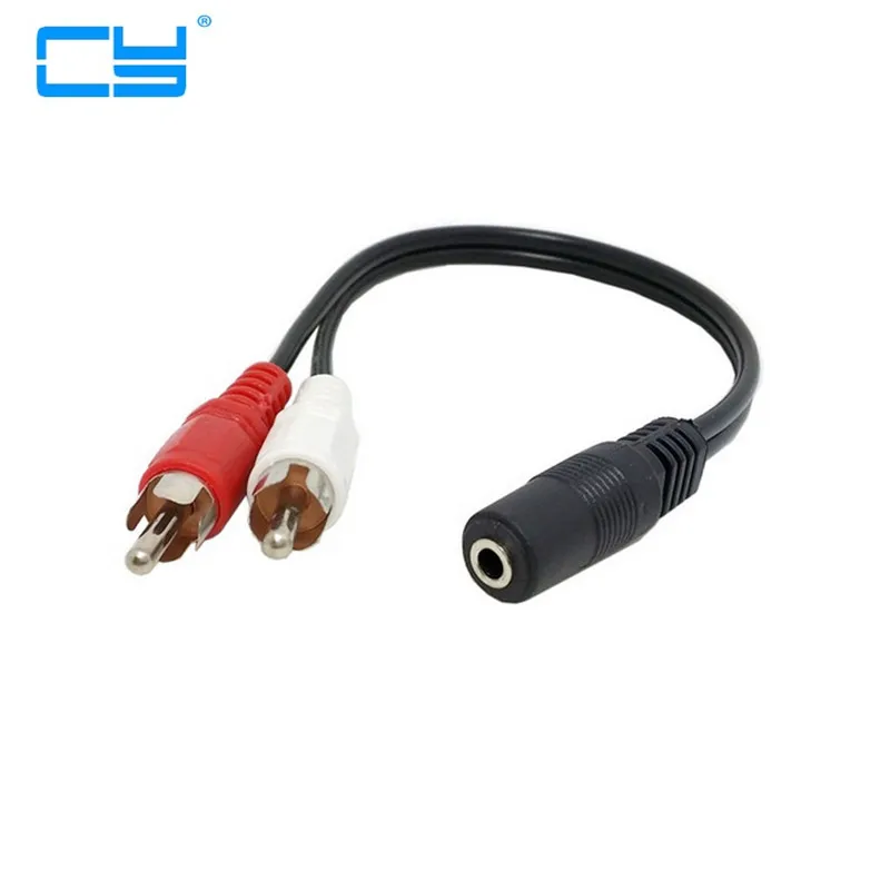 5pcs / lot Universal 3.5mm Stereo Female Mini Jack to 2 RCA Male Audio Adapter Cable for HDTV VCD Amplifier