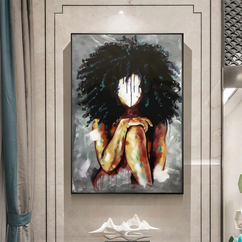 Abstract Woman Face Graffiti Street Art Oil Painting on Canvas